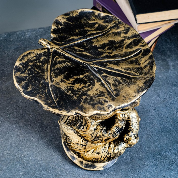 Фигура - подставка Фигура - подставка "Слон с листком" бронза/золото, 30х30х30см