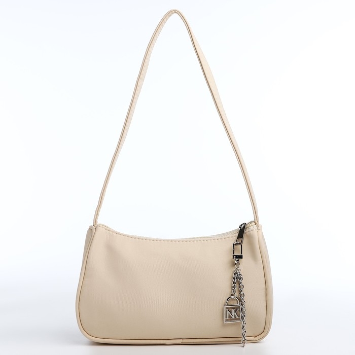 Сумка женская багет из текстиля, Nazamok, 23х13х5 см, бежевый цвет Сумка женская багет из текстиля, Nazamok, 23х13х5 см, бежевый цвет