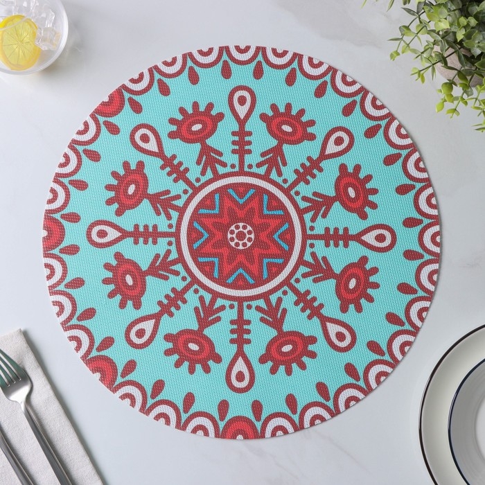 Салфетки сервировочные на стол Доляна «Колли», 4 шт, d=38 см, цвет бирюзовый Салфетки сервировочные на стол Доляна «Колли», 4 шт, d=38 см, цвет бирюзовый