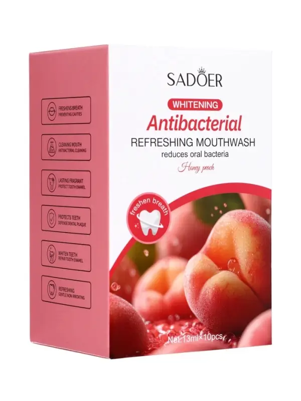 Ополаскиватель для полости рта антибактериальный SADOER, персик, 10 шт. по 13 мл