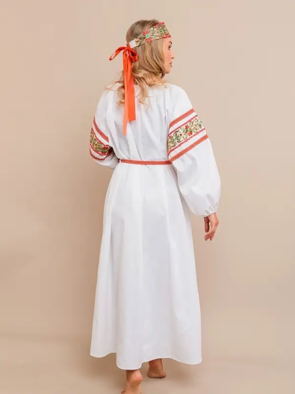 Карнавальный костюм  Карнавальный костюм "Купава" платье-рубашка взрослая (платье-рубашка, повязка на голову) размер 164/