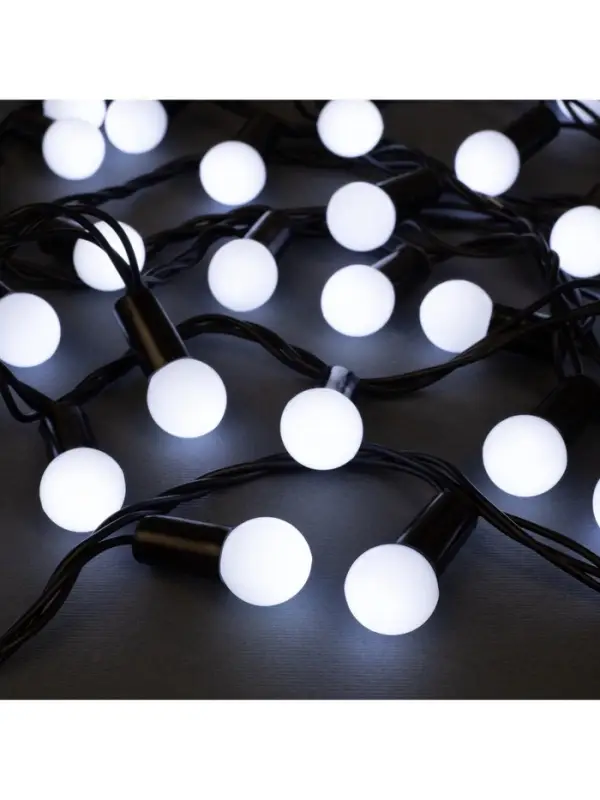 Гирлянда &laquo;Нить&raquo; 20 м с насадками &laquo;Шарики 1.5 см&raquo;, IP44, тёмная нить, 200 LED, свечение белое, 8 режимов, 220 В
