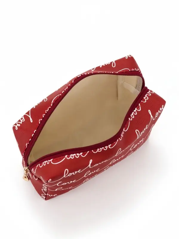 Косметичка на молнии LOVE, женская, универсальная 17.5&times;6.5&times;10 см, бордовая