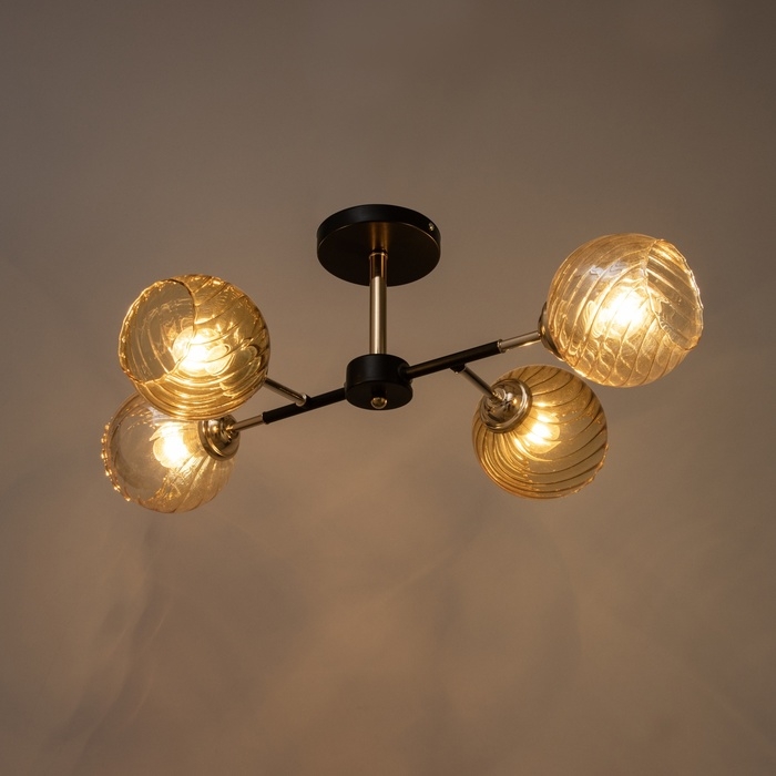 Люстра  Люстра "Сендер" 4хЕ27 40Вт черно-золотой 52х36х27 см