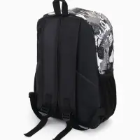 Рюкзак школьный на молнии, с принтом, размер 30&times;13&times;42 см, чёрный