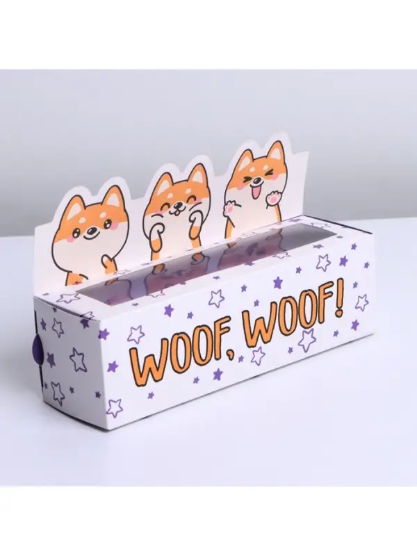 Коробка для макарун кондитерская, упаковка, &laquo;WOOF&raquo;, 18&times;5.5&times;5.5 см