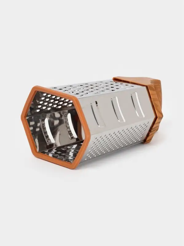 Тёрка шестигранная Доляна &laquo;Деревушка&raquo;, 12.7&times;10&times;21 см, нержавеющая сталь, коричневая