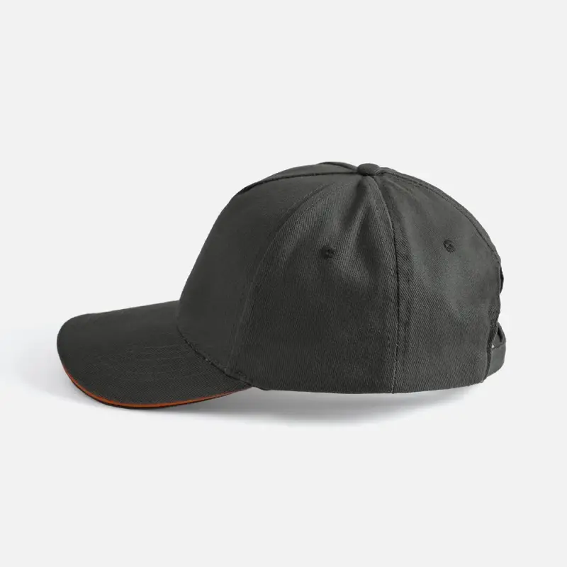 Бейсболка Long Beach, серая с оранжевым Бейсболка Long Beach, серая с оранжевым