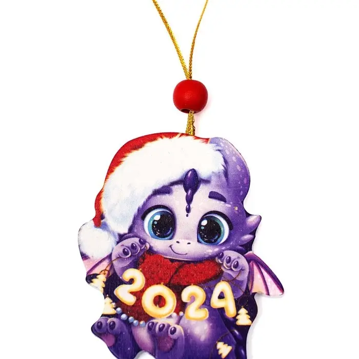 Ёлочная игрушка - подвеска деревянная «Новый год! Дракончик в шапочке» Ёлочная игрушка - подвеска деревянная «Новый год! Дракончик в шапочке»