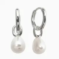 Серьги жемчуг "Бусина на ножке", цвет белый в серебре