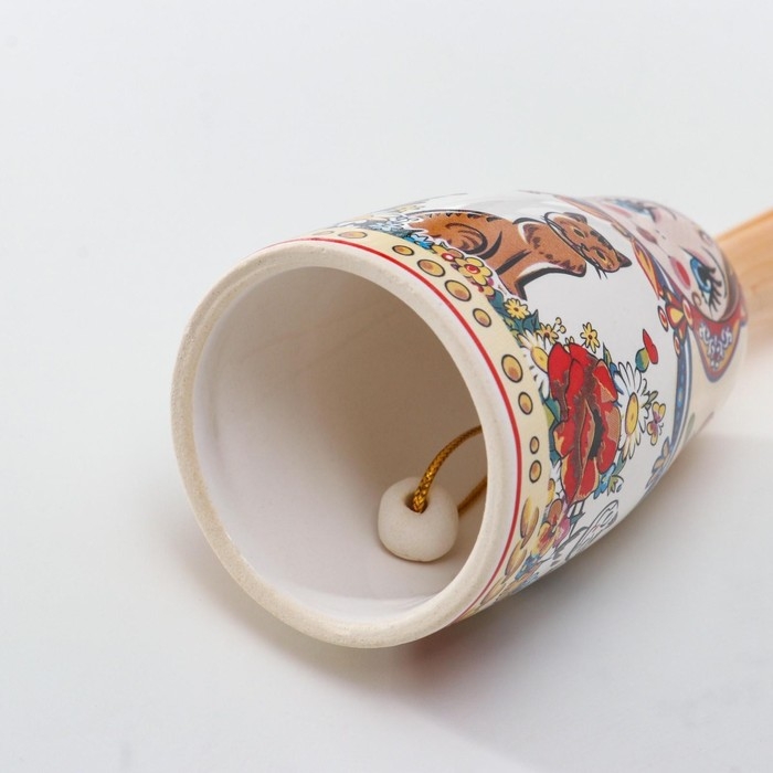 Колокольчик матрешка средняя с ручкой, кошки, микс  10 см Колокольчик матрешка средняя с ручкой, кошки, микс  10 см