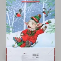 Пакет подарочный &laquo;Коза на санках&raquo;, 33&times;10&times;42.5 см