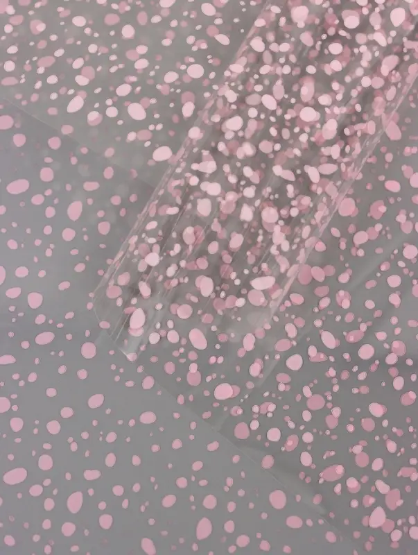 Пленка прозрачная с рисунком «Капли» Нежно-розовый 0.7×8.2±5%м