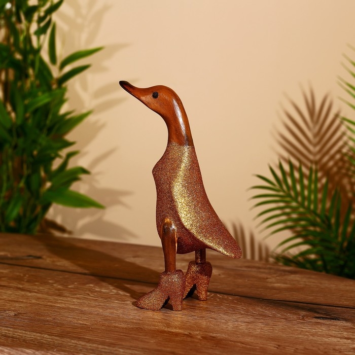 Сувенир "Утка на диско в золотом" дерево 27 см