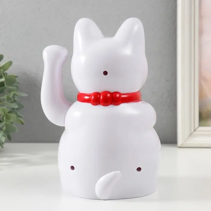 Маятник настольный антистресс &laquo;Манэки-нэко белый&raquo;, пластик, от батареек 2&times;АА, 21&times;14&times;11.3 см