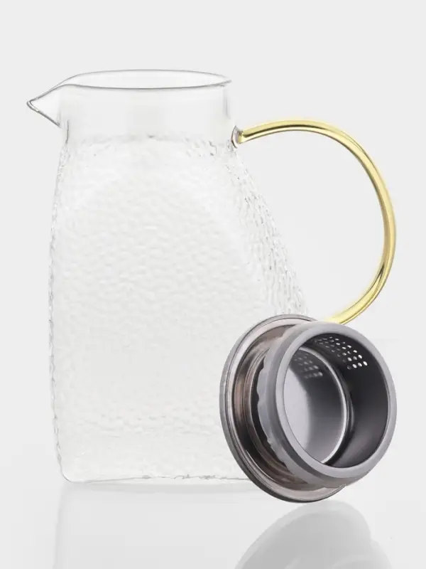 Кувшин для воды Magistro &laquo;Сара&raquo;, 1.3 л, 16.9&times;19.5 см, с металлической крышкой, стекло, прозрачный