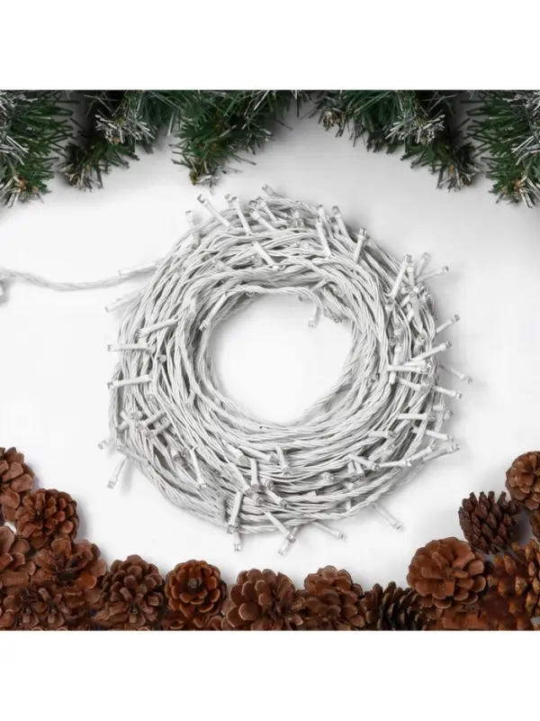 Гирлянда &laquo;Нить&raquo; 20 м, IP20, белая нить, 200 LED, свечение белое, 8 режимов, 220 В