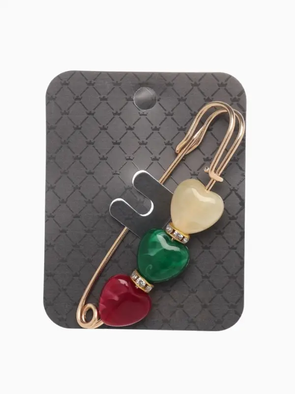 Булавка &laquo;Сердечки&raquo;, 7 см, цветная в золоте