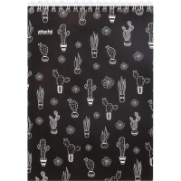 Блокнот А5,80л,кл,греб,карт.обл+УФ-лак Attache Selection LLAMAS черный