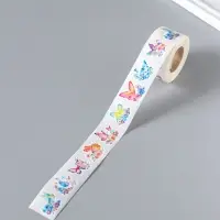 Наклейка бумага &laquo;Бабочки в цветах&raquo;, d=2.5 см, 500 шт. в рулоне, 3&times;6.5&times;6.5 см