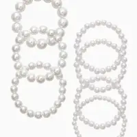 Браслет "Бусины жемчуга" (набор 7 шт), №6,8,10,14, цвет белый