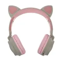 Наушники беспроводные, накладные, с ушками кошки, Hoco W27, Bluetooth 5.0, с микрофоном, с подсветкой, 300 мАч, серые