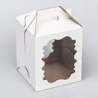 Коробка под торт, белая, с окном, 18&times;18&times;22 см