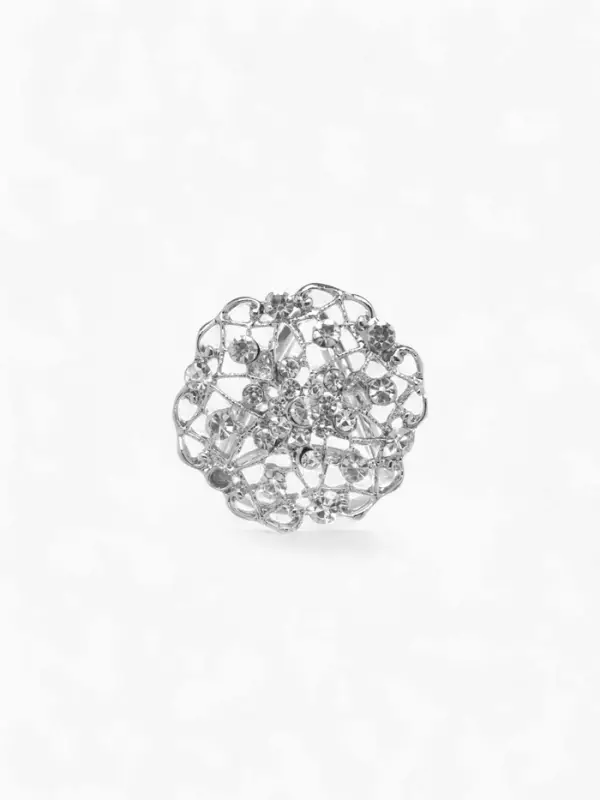 Кольцо для платка &laquo;Цветы Ажур&raquo;, белое в серебре