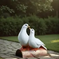 Садовая фигура из полистоуна &laquo;Голуби Пара на трубе&raquo;, 25&times;14&times;22 см