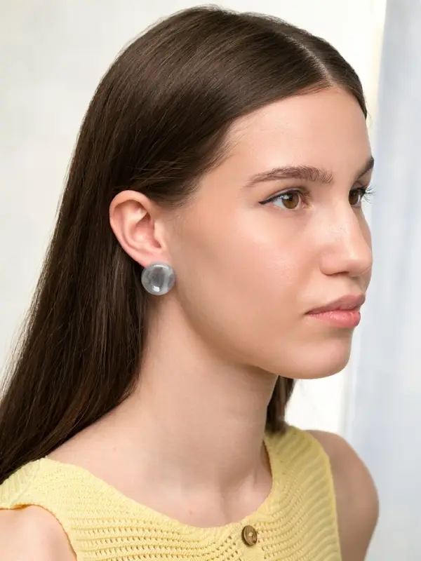 Серьги пластик &laquo;Леденец&raquo;, d=2 см, с разводами белыми, серые