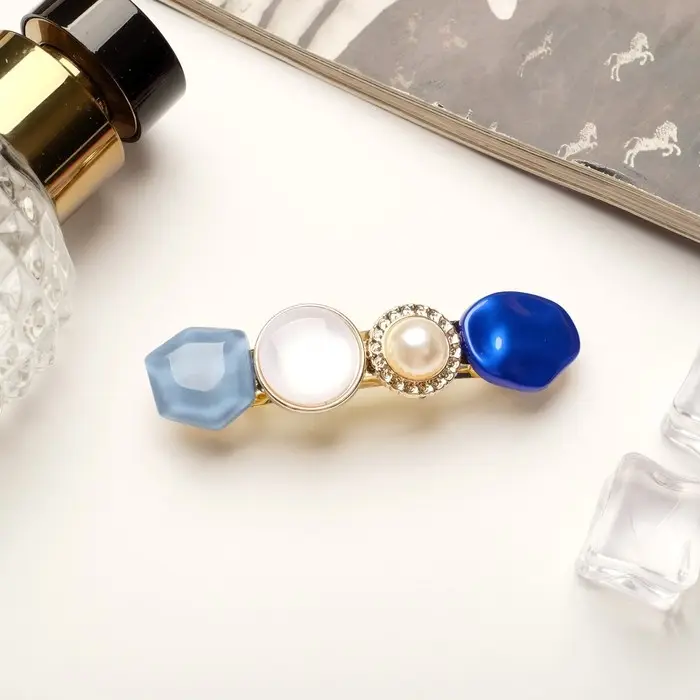 Заколка-автомат для волос Заколка-автомат для волос "Гроссо" бусинка, 1,7х7 см