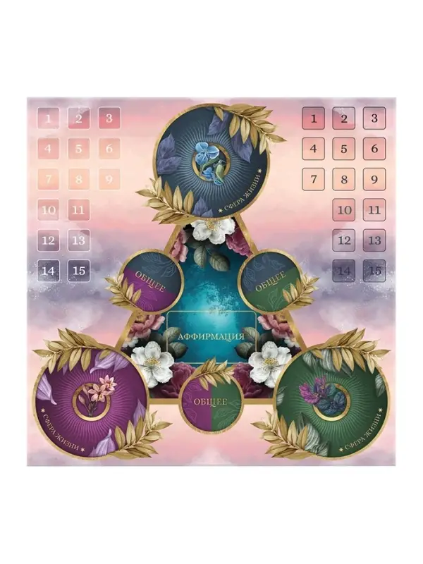 Трансформационная игра &laquo;Сферы жизни&raquo;, 60 карт (9&times;9 см), 36 жетонов (3&times;3 см и 3.5&times;10 см), игровое поле (50&times;50 см),16+