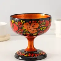 Конфетница на ножке &laquo;Сласть&raquo;, 14.5&times;15 см, дерево, хохлома