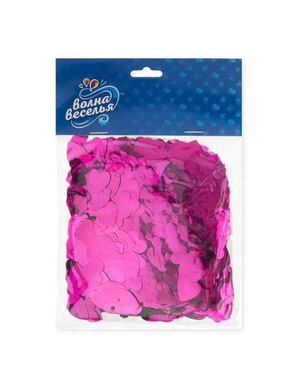 Конфетти «Сердце» фуксия, металлик, 1.5 см, 50 г