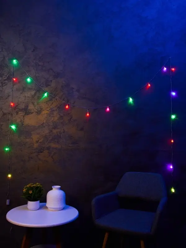 Гирлянда &laquo;Нить&raquo; 5 м с насадками &laquo;Мини фонарик&raquo;, IP20, прозрачная нить, 20 LED, свечение мульти (RG/RB), мигание, 220 В