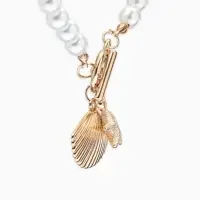 Набор 2 пред-та: бусы.браслет "Жемчуг", ракушка вонголе, цвет белый в золоте L=18/42см №8