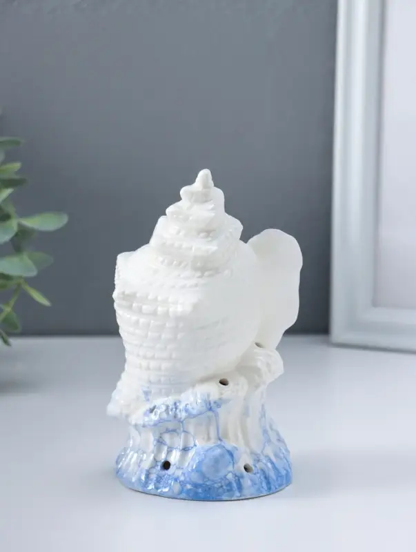 Сувенир керамика свет "Ракушка" бело-синий 7,5х8,5х13,5 см