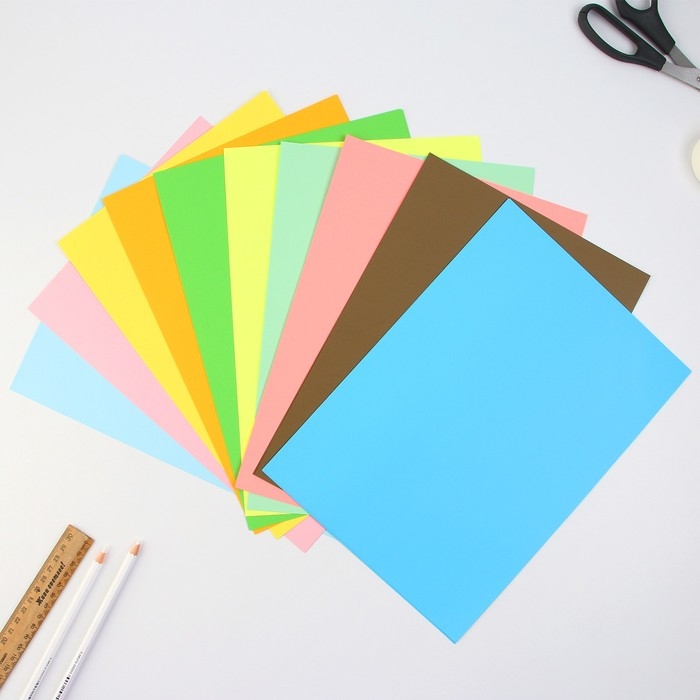 Бумага цветная двусторонняя А4 &laquo;Медвежонок&raquo; 20 листов 10 цветов тонированная, плотность 80 г/м&sup2;