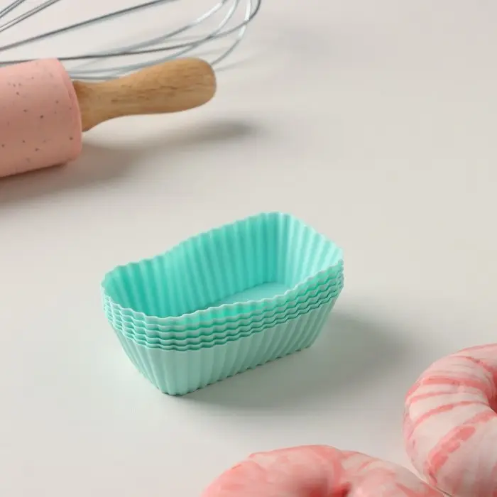 Набор форм для выпечки Доляна «Риб.Прямоугольник», силикон, 6 шт, 8×4,5×2,5 см , цвет мятный Набор форм для выпечки Доляна «Риб.Прямоугольник», силикон, 6 шт, 8×4,5×2,5 см , цвет мятный