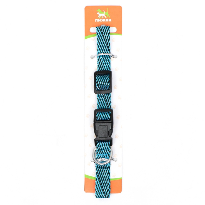 Ошейник Ошейник "Вязанка", ОШ до 37 см, ширина 1,5 см, голубой