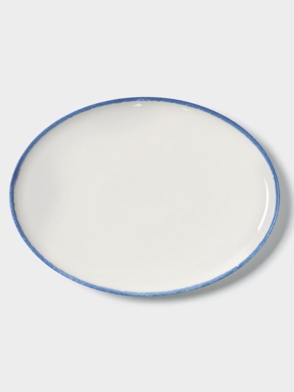 Блюдо овальное Blue Lagoon Magistro 31 см 30.5,х22.7×2.3, белое, синий