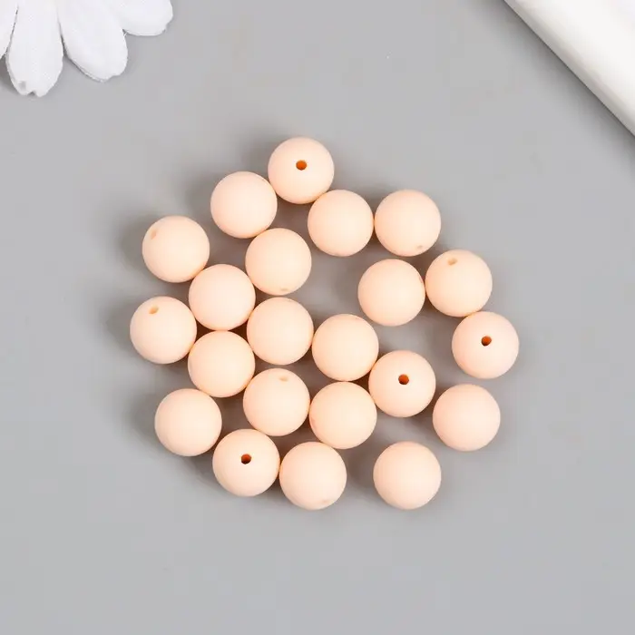 Бусины для творчества пластик "Телесный" матовые d=1,2 см набор 20 гр