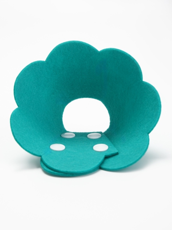 Ветеринарный воротник из фетра  Ветеринарный воротник из фетра "Ромашка", размер M, ярко-бирюзовый