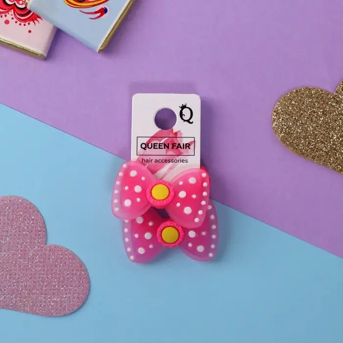 Резинки для волос «Крошка», набор 2 шт., бантик, 3 см, розовые Резинки для волос «Крошка», набор 2 шт., бантик, 3 см, розовые