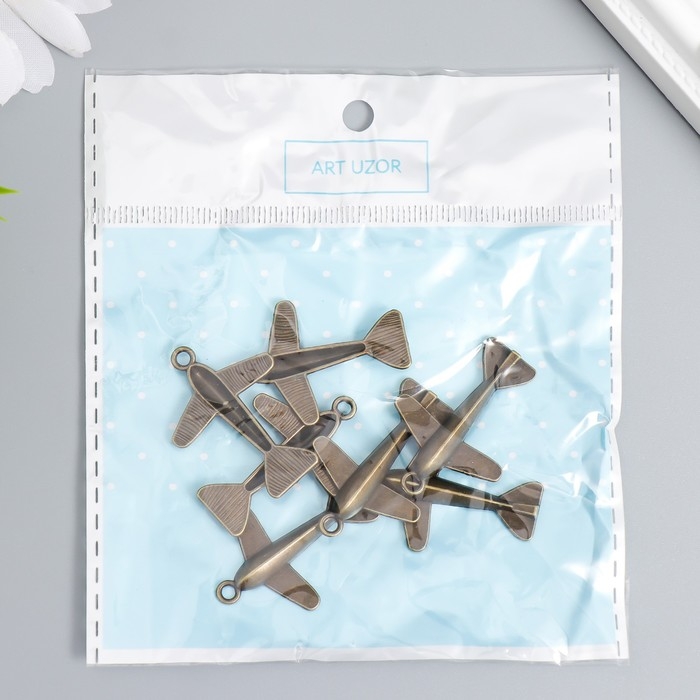 Декор для творчества металл Декор для творчества металл "Самолёт" бронза набор 8 шт 3,4х2,4 см