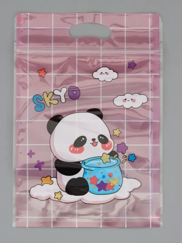 Пакет подарочный, с zip-lock застежкой, Пакет подарочный, с zip-lock застежкой, "Панда на луне", 15х23 ± 1см МИКС