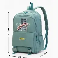 Рюкзак школьный на молнии, с карманами, с принтом, размер 30&times;13&times;44 см, зелёный