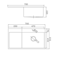 Мойка кухонная AFLORN AF97851-R, врезная, правая, S=3,0 и 0,8 мм, 78х51х22 см, сифон, сатин