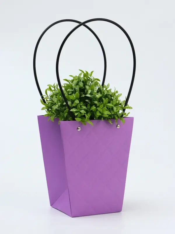 Сумка для цветов тиснение сиреневая влагостойкая, 17&times;17 - 11.5&times;11.5 - 20 см
