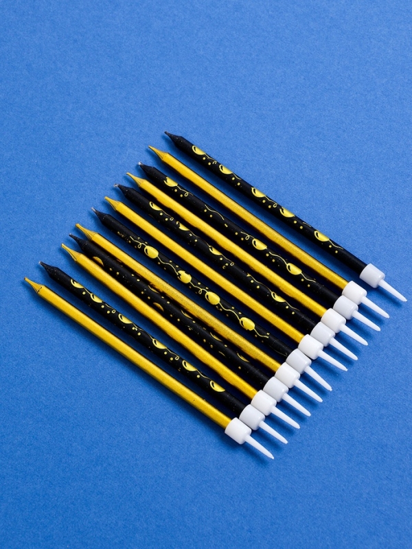 Набор свечей для торта Набор свечей для торта "Воздушные шарики", 12 шт, золотой и черный